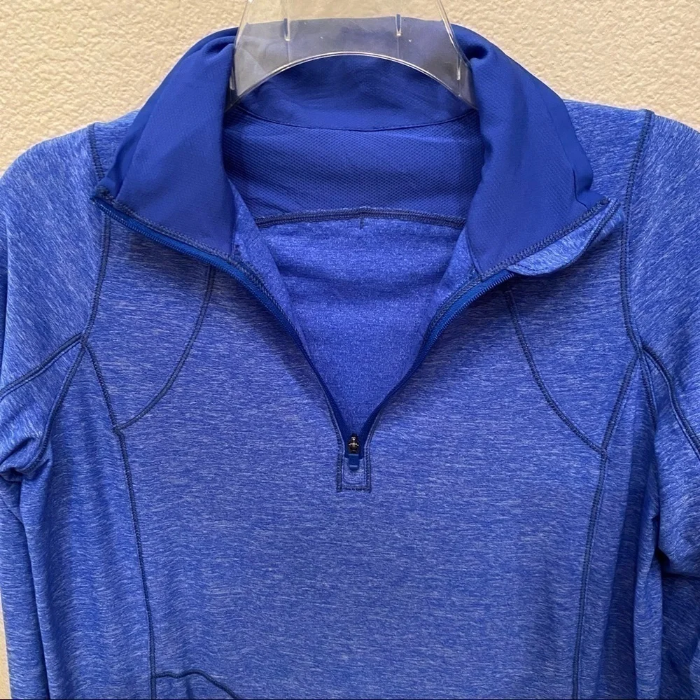 LULULEMON Blue 1/4 Zipped Long Sleeve Top Size 4-6
